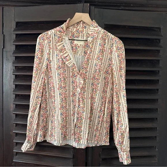 Sezane Floral Print Women's button up Top - Picture 2 of 5